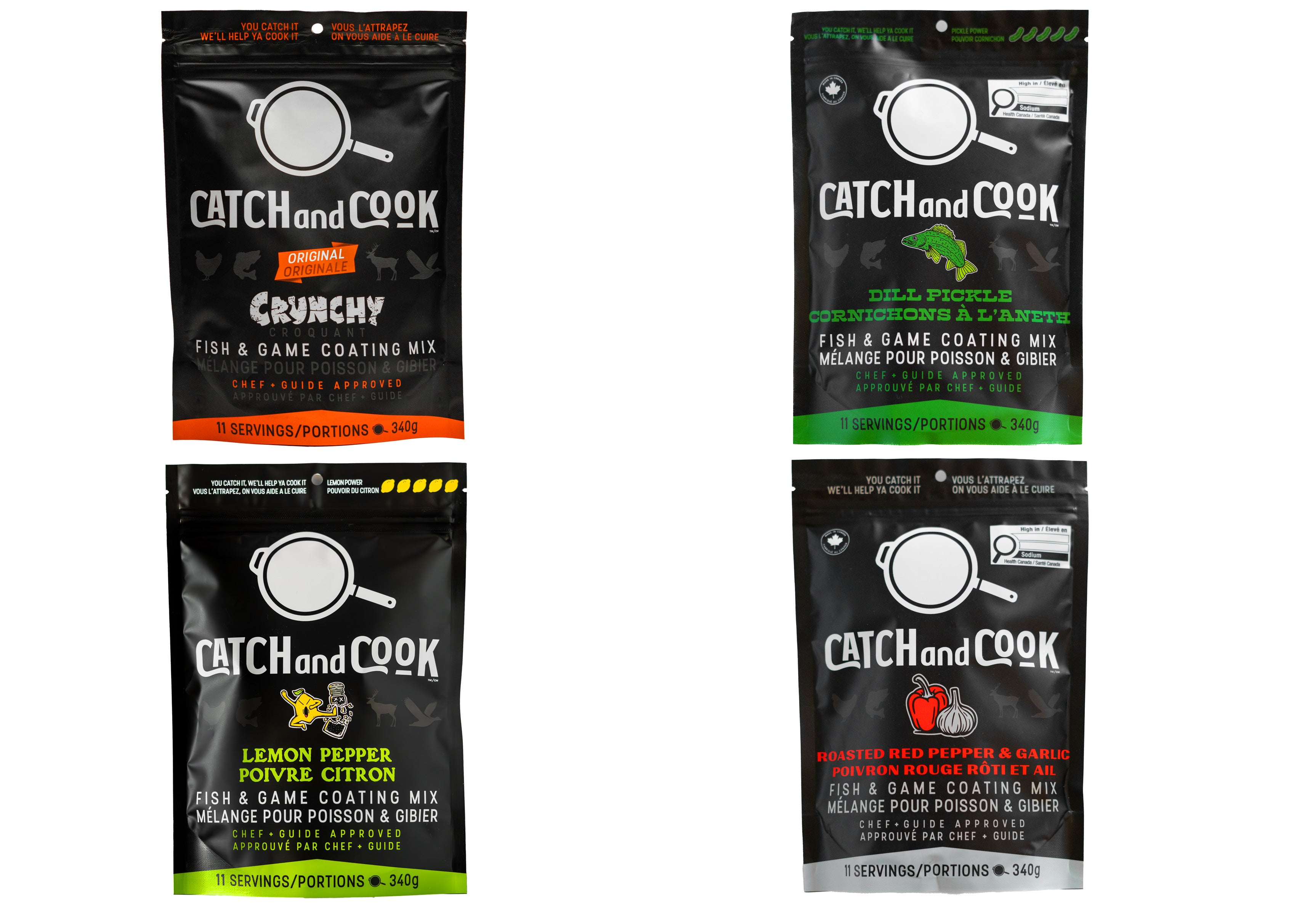 4 Pack of Dill Pickle, Roasted Red Pepper & Garlic, Lemon Pepper and Original